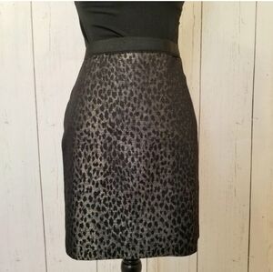 ANN TAYLOR Elegant Black Leopard Print Skirt Size 4